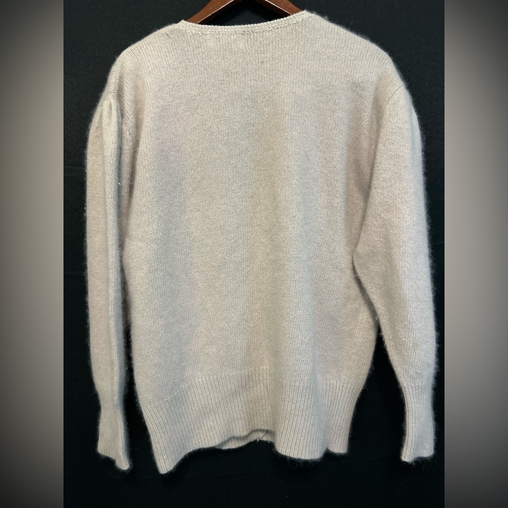 Magnolia Vintage Pearl Detail Beige/tan Lambswool Luxury Cardigan Size XL - Picture 10 of 16